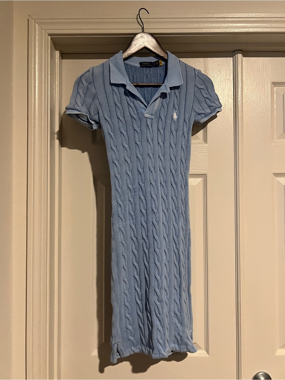 Polo by Ralph Lauren Baby Blue Cable-Knit Polo Mini Dress